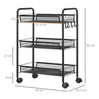 Black 3 -level Trolley ( 41.5LX26.5x63 cm) - Borgè