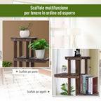 4-Tier Flower Rack, Indoor and Outdoor Wooden Planter with 4 Wheels, 123.5 x 33 x 80cm - Borge' Group Limited