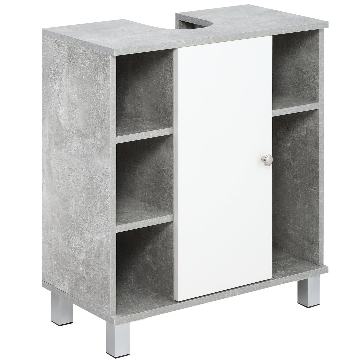 Kleankin Sublaivandine cabinet with U -wing car and 6 wooden shelves, 60x30x68cm - white/Grey - Borgè