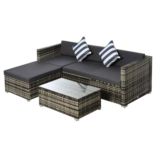 Outsunny 5 -piece garden furniture set, outdoor sofa with table in Rattan PE, Grey - Borgè