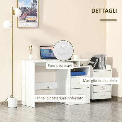 Desk PC Spotation for Chamber or Wooden Office, 108x48x76cm - White - Borgè