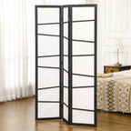 Indoor 3 Panel Folding Wooden Room Divider Screen, 120x170cm, Black and White - Borgè
