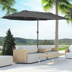 Double Garden Umbrella with Crank Opening, in Steel and Polyester, 460x270x240 cm, Black - Borge' Group Limited