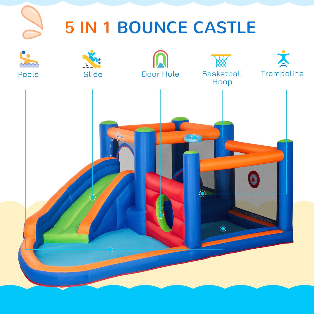 Inflatable Castle for Children 3-8 Years with Slide, Trampoline and Pool, 380x340x170cm - Borge' Group Limited
