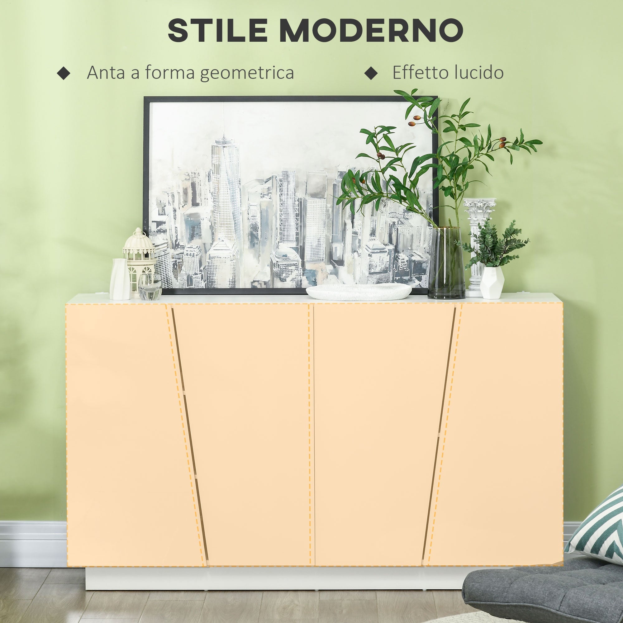 Homcom Multiuse cabinet in 5 -level white chipboard with adjustable shelf on 3 levels, 150x40x88 cm - Borgè