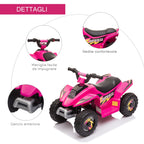 quad for electric children with 6V rechargeable battery, speed 2.8-4.6km/h, age 18-36 months, 72x40x45.5cm, pink - Borgè