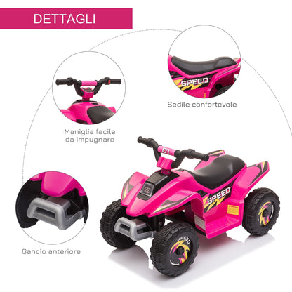 quad for electric children with 6V rechargeable battery, speed 2.8-4.6km/h, age 18-36 months, 72x40x45.5cm, pink - Borgè