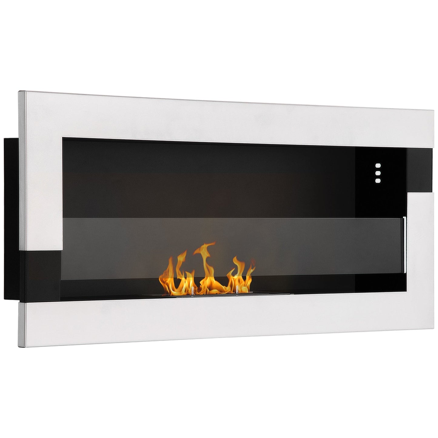 Homcom Bioethanol fireplace in stainless steel, 2.5H of combustion with 1.5L tank and 20mÂ² cover, 90x16x40 cm, silver