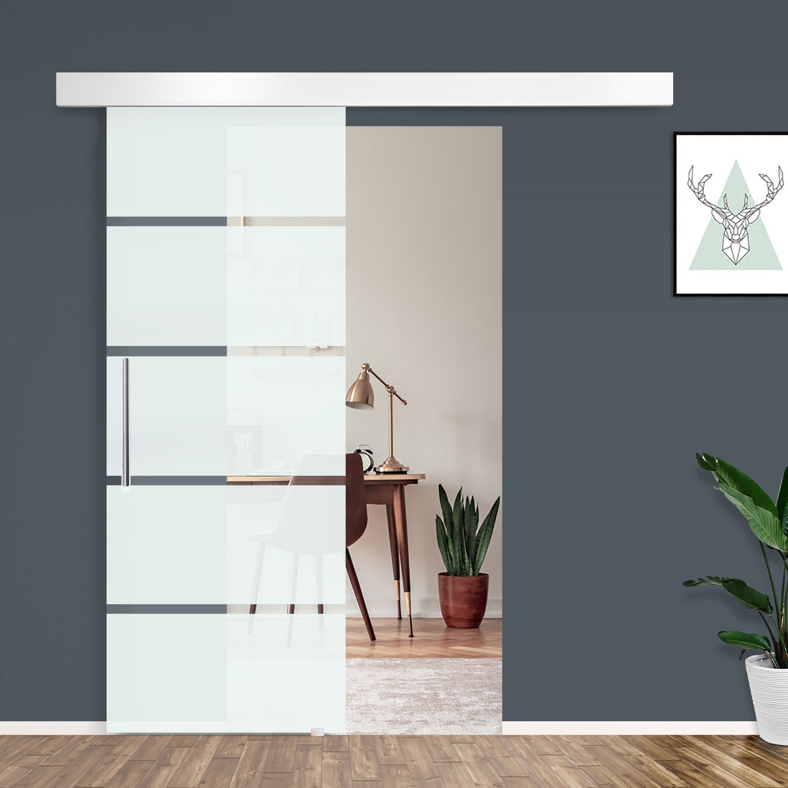 Sliding Glass stripes with aluminum track, 75x210cm - Borgè