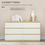 Drawer 6 Modern Drawers in Wooden, 135x48x77cm, White and Wood Color - Borgè