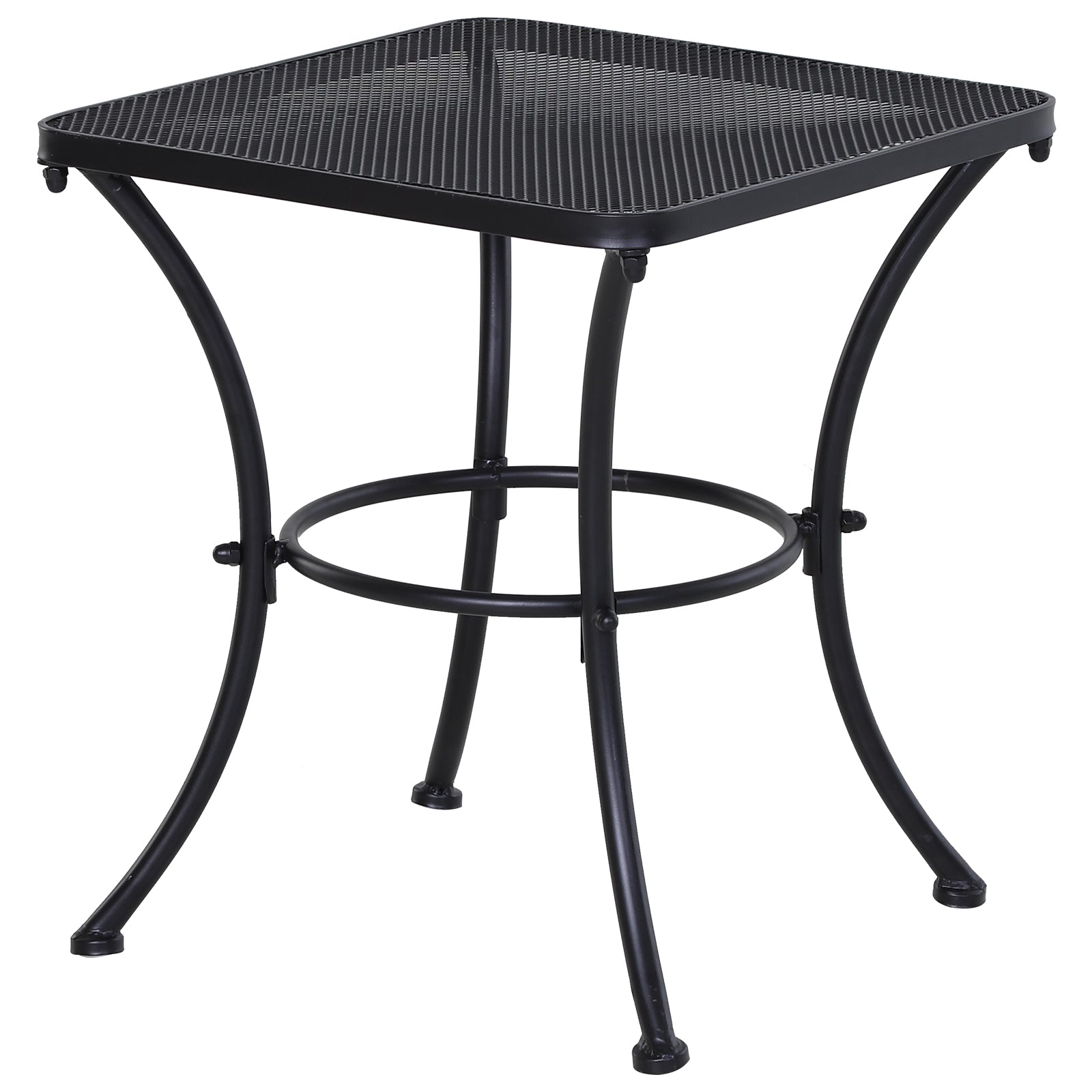 Square Steel Garden Table with Perforated Top, 45x45x50 cm, Black - Borge' Group Limited