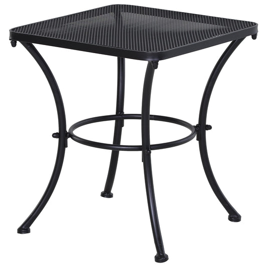 Outsunny Square Garden Table in steel with pierced top, 45x45x50 cm, black - Borgè