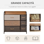 drawer 7 fabric drawers, 80x29x78.5cm, wood - Borgè