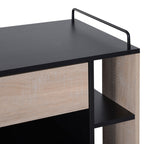 Kitchen Cabinet with drawers and wooden wheels, oak and black 76.5x40x82cm - Borgè