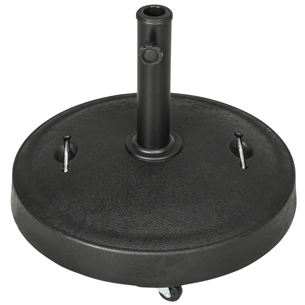 Outsunny base for 23.5kg umbrella with 2 crank and wheels, resin and steel, Ã˜53x41 cm, black - Borgè