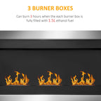Homcom Bioethanol fireplace with 3 stainless steel burners 1.5lt 110 x 63 x 16cm - Borgè