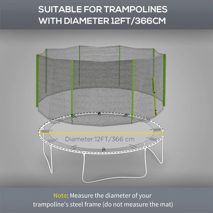 SportNow protection network for 6 -pole trampolines with hinged entrance, in PE, Ã˜366x180 cm, black and green - Borgè