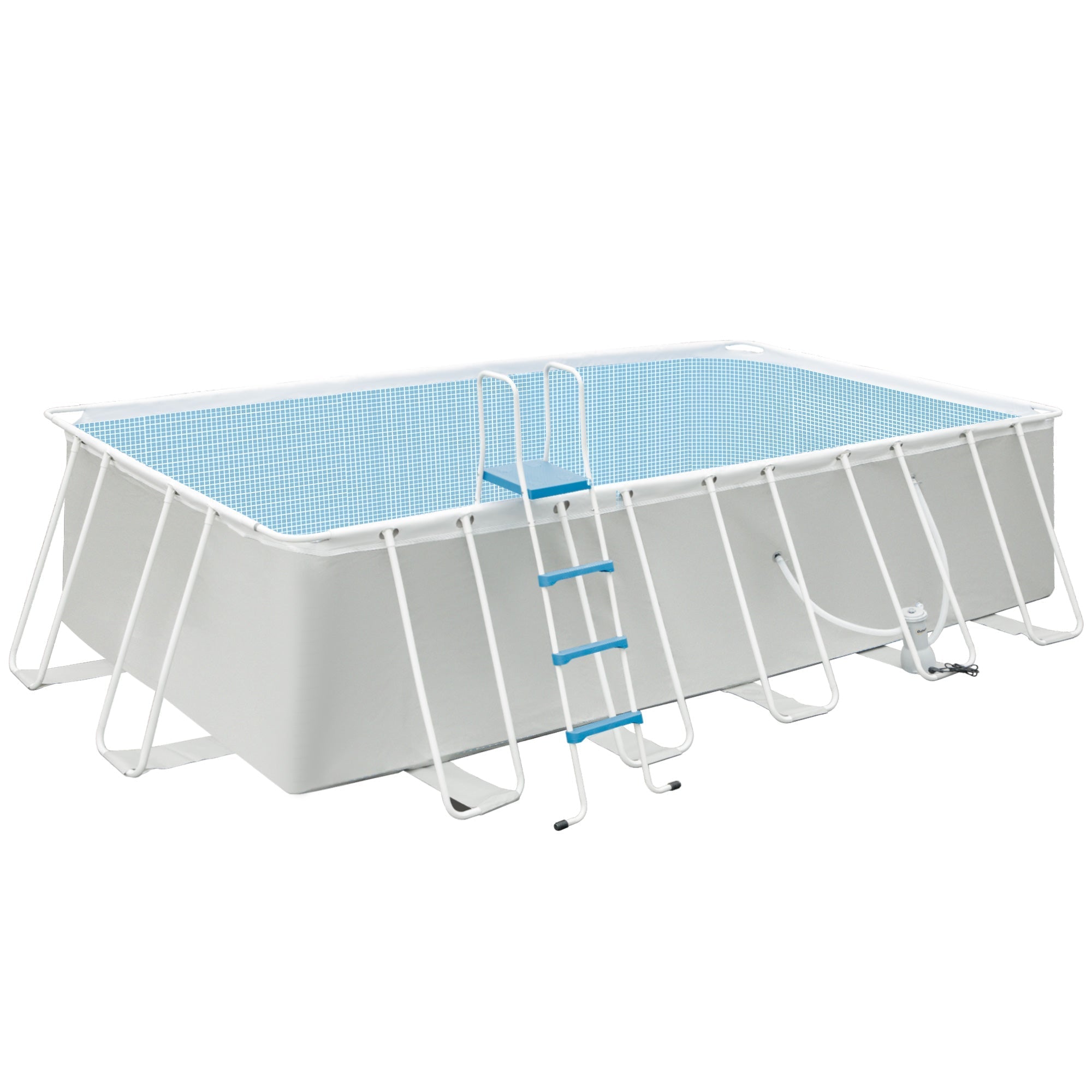 Above Ground Pool in Steel and Reinforced PVC with Filter, 580x310x122cm, Light Grey - Borge' Group Limited