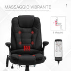 Vash massacre from office and house with adjustable height, 6 massage and heating points, 67l x 74p x 107-116acm, black - Borgè
