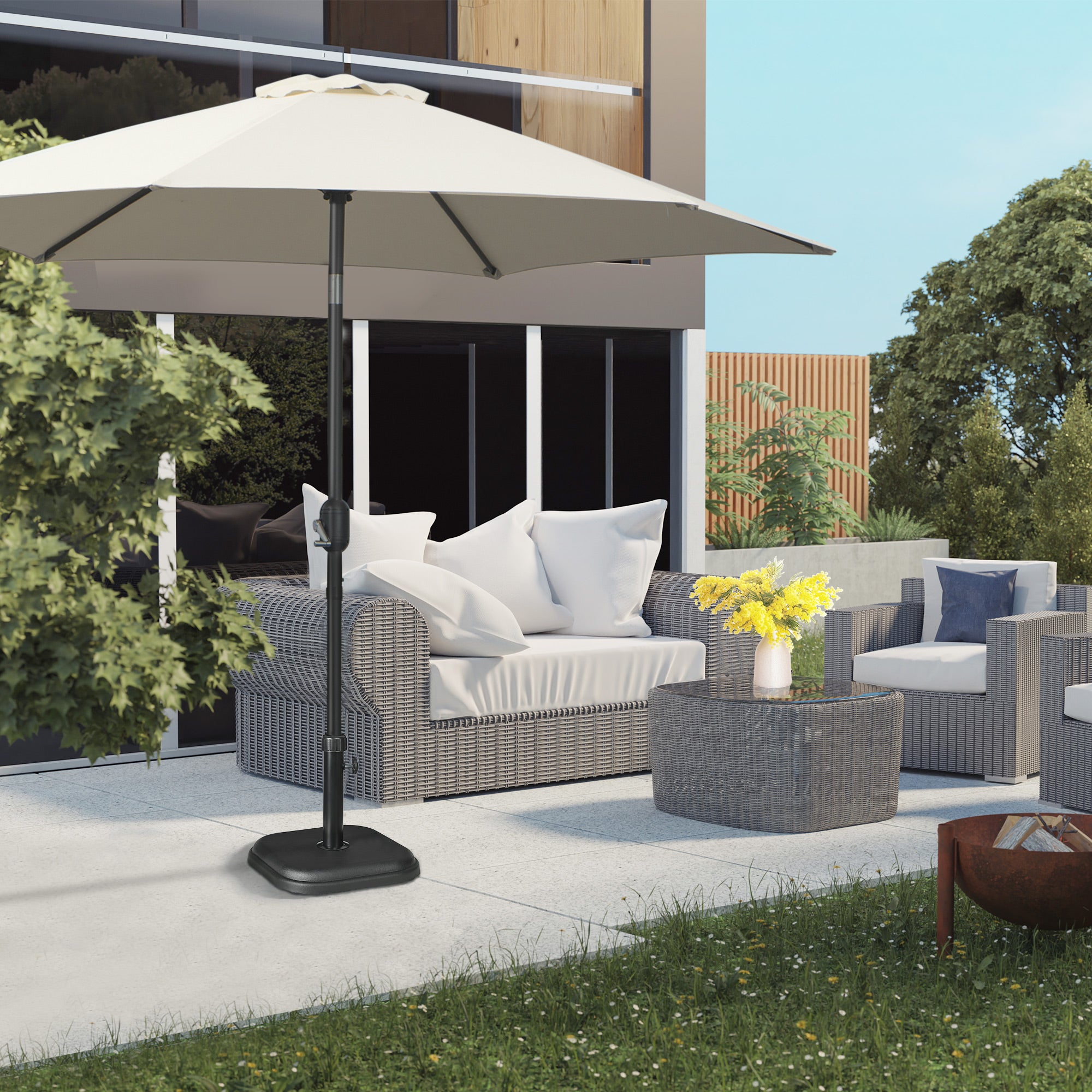 Outsunny base for plastic garden umbrella and 11kg cement, 36x36x31cm, black - Borgè