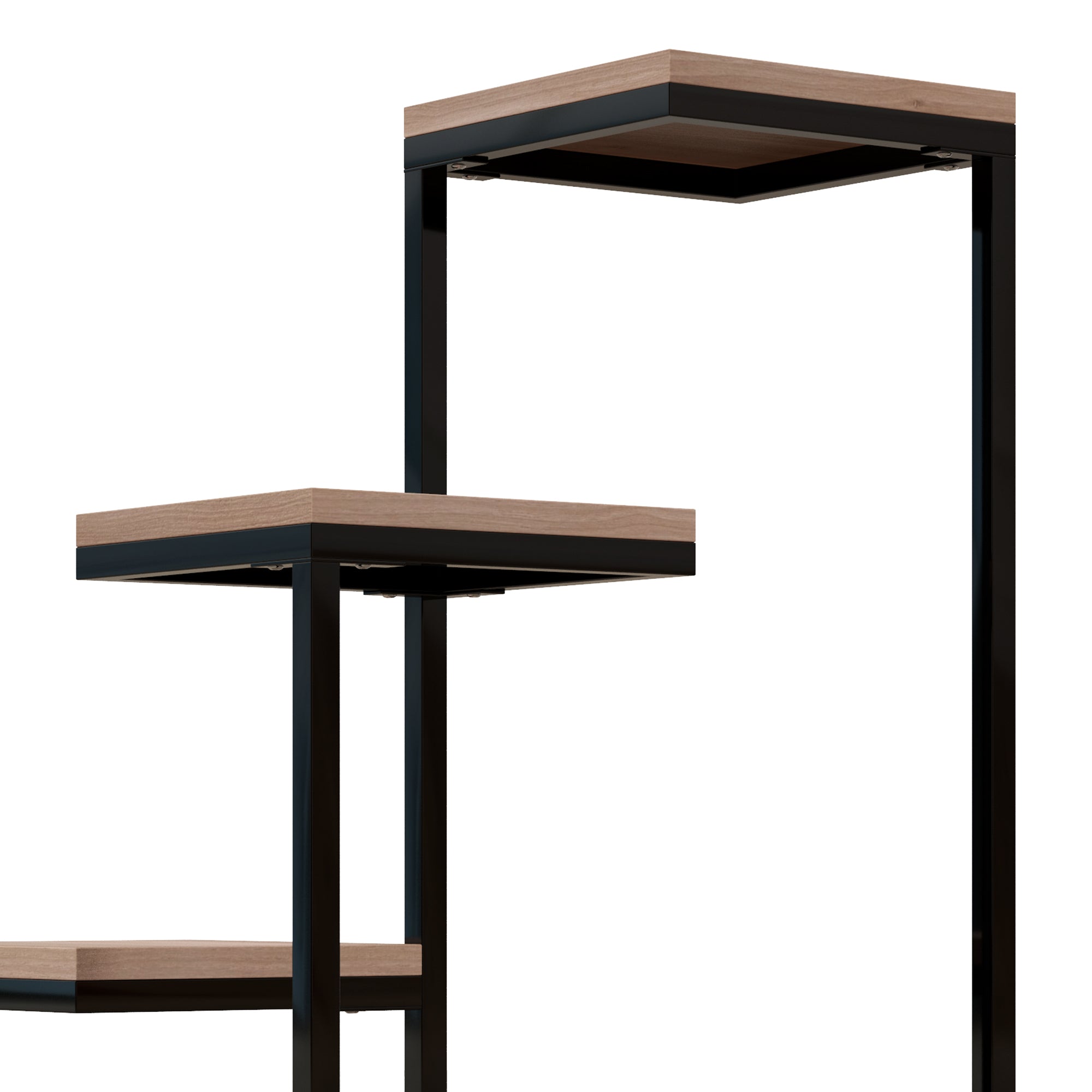 Outsunny shelf for 4 -level plants in steel and wood, 40x40x75.5 cm, brown and black - Borgè