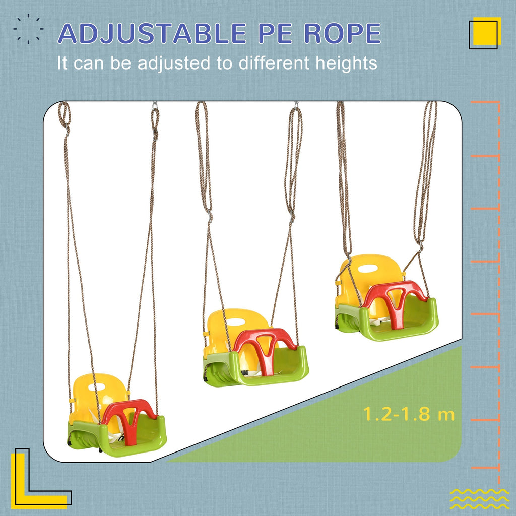 Outsunny swing for children 9-36 months in pp and pe with adjustable rope and belt, 42x33x120-180 cm - Borgè