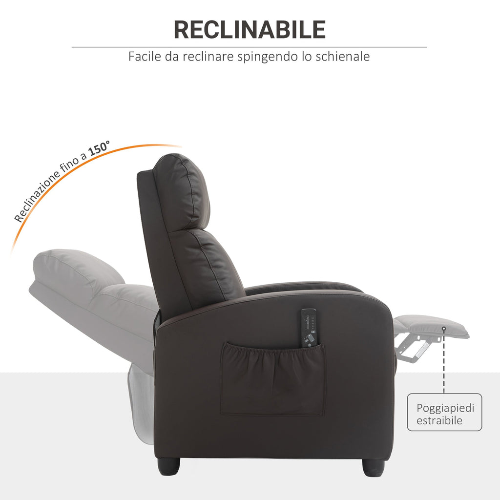 Campaign Relax Massive with 8 modes and 5 intensity, reclining armchair with footrests and remote control - brown - Borgè