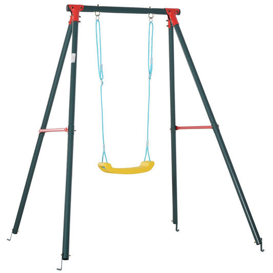 Outsunny Garden swing for children 3-8 years with adjustable height, in metal and PE, 155x160x180cm, multicolor