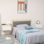 bedside table set 2 pieces with drawer and design suspended in chipboard and mdf, 49x38x23 cm, white - Borgè