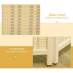 Indoor 4-Panel Folding Indoor Screen Height 180cm, Wood and Bamboo Boho Style, Natural Colour - Borgè