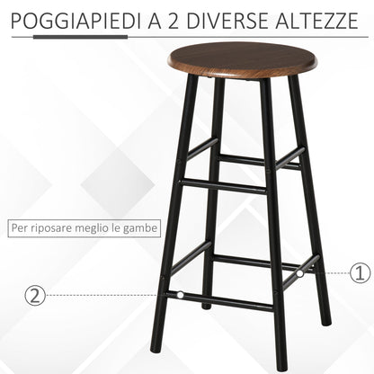 tall table with 2 stools for kitchen bar, footrests and shelf - Borgè