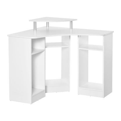 Angular Desk Wooden PC door with monitor shelf, white - Borgè