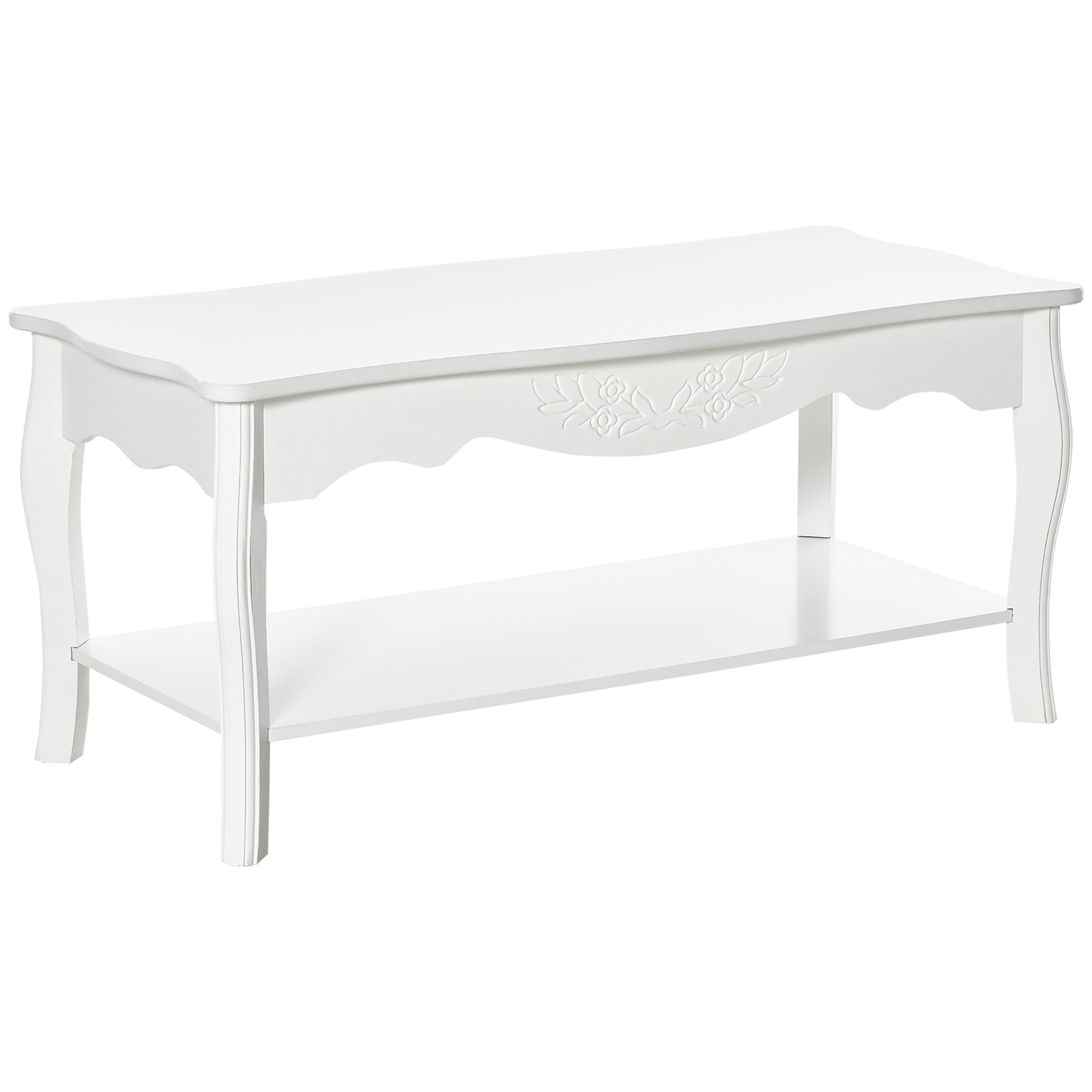 coffee coffee table in wood, white, 94x44x42cm - Borgè