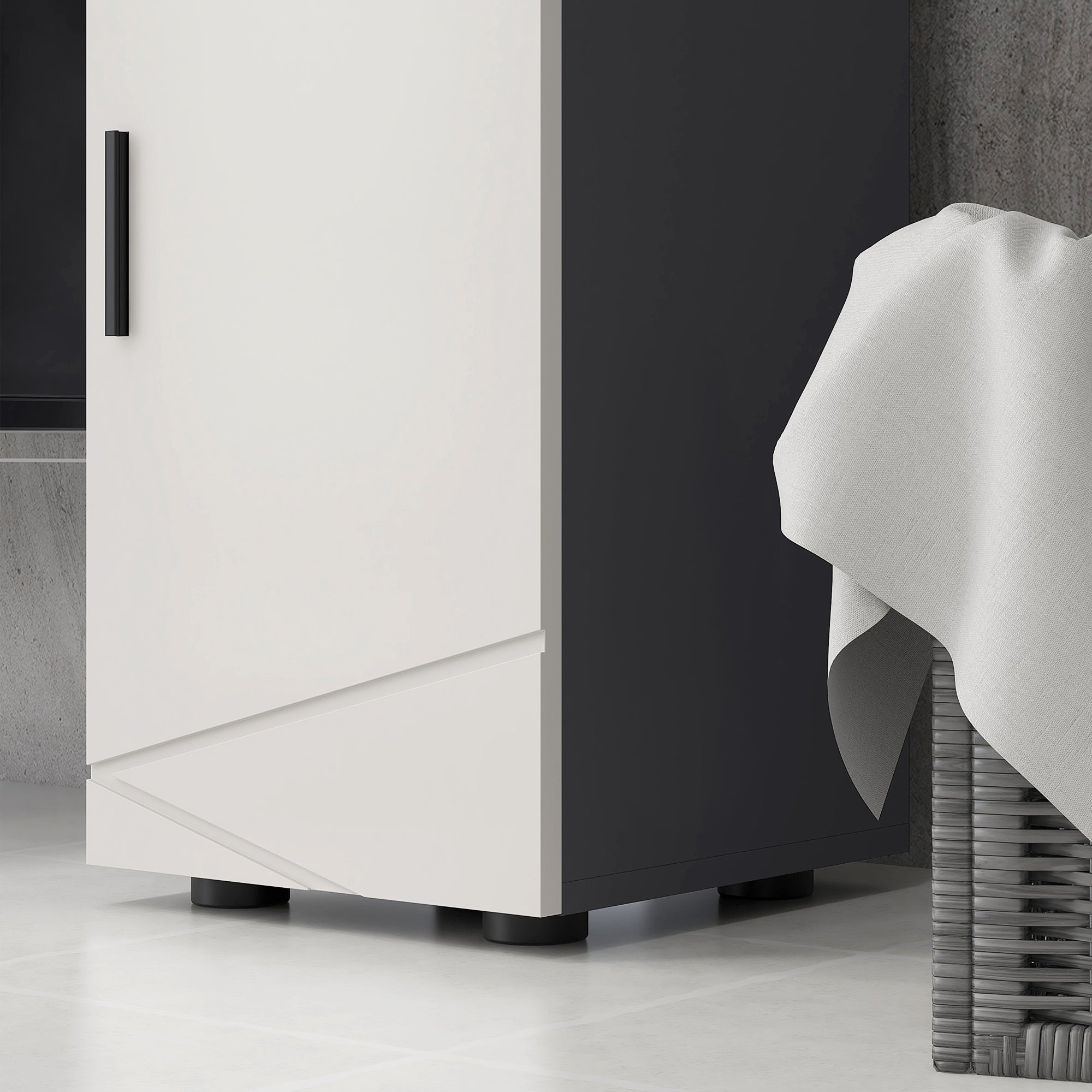 Kleankin Bathroom Cabinet in chipboard with drawer and 2nd levels adjustable, 30x30x82 cm, gray - Borgè