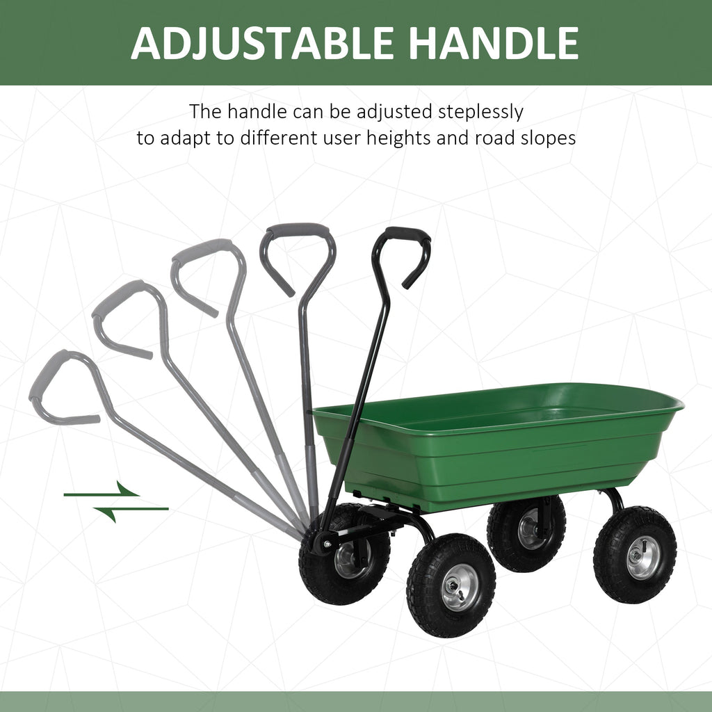 Garden Cart with Steel Frame and Pneumatic Tires, 108x52x100cm, Green - Borge' Group Limited