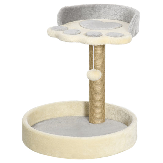 POPZ | Cat Tree for cats with Scratch Pole | 41x41x44 cm, grey and beige - Borgè