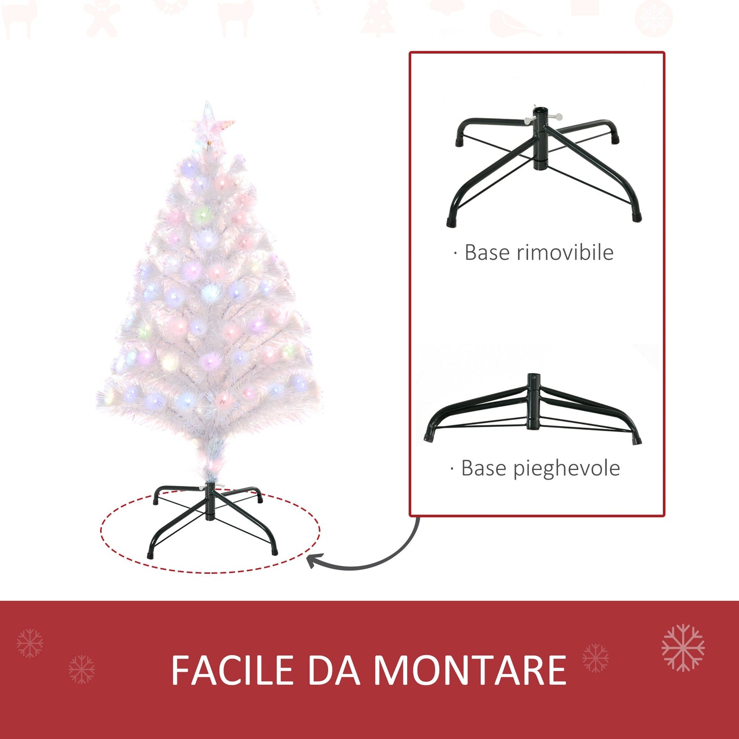 White Christmas Tree with Colored LED lights | 90cm - Borgè