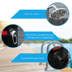 55° Heated Solar Shower for Outdoor Use with 35 Liter Tank and Mixer Tap, Black - Borge' Group Limited