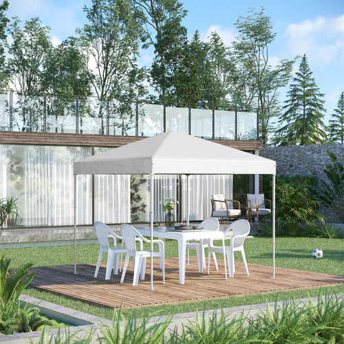 2.5 x 2.5 m Waterproof Folding Gazebo with Ropes and Pegs, Steel and Oxford Fabric, White - Borge' Group Limited