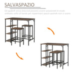 RUSTIC Bar with 2 Stools set | Shelf in Metal and Rustic Brown Wood - Borgè