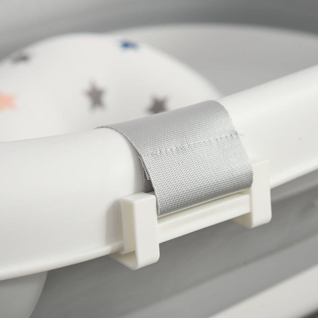 Homcom Folding bathtub for children 0-3 years with temperature and pillow indicator, 81.5x50.5x23.5cm, white - Borgè