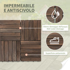 Outdoor Wooden Floor Tiles, 27-Piece Interlocking Set, 30x30x2.5 cm - Borge' Group Limited