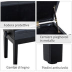 Stool Benchetta Bench Piano chair with PORTOGGGEMENT ROAD ADJUSTABLE HEIGHT, 54.5x33x48-58cm, Black - Borgè