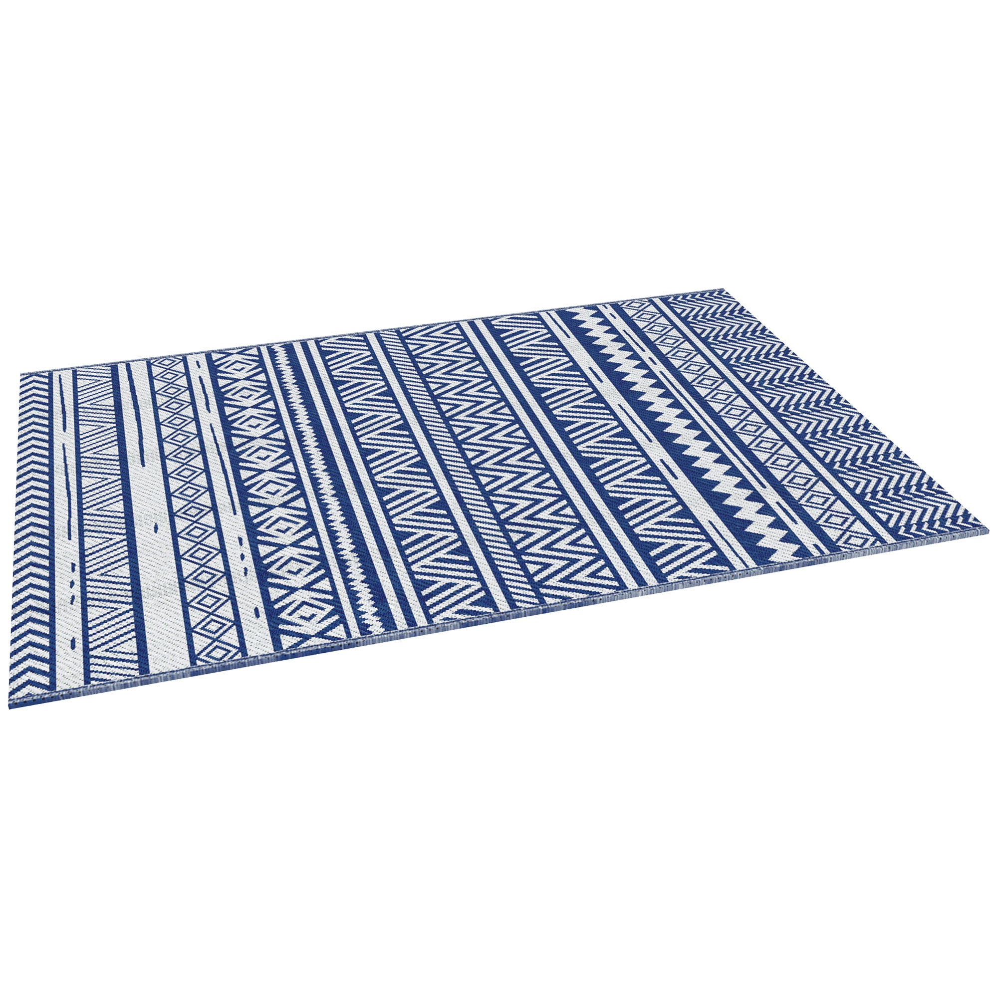 Outsunny outdoor carpet 182x274 cm folding and reversible, in blue and white polypropylene - Borgè