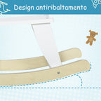 Children's Rocking Horse 1-3 Years Wooden with Handles and Footrest, 68x26. 5x48 cm, White - Borgè
