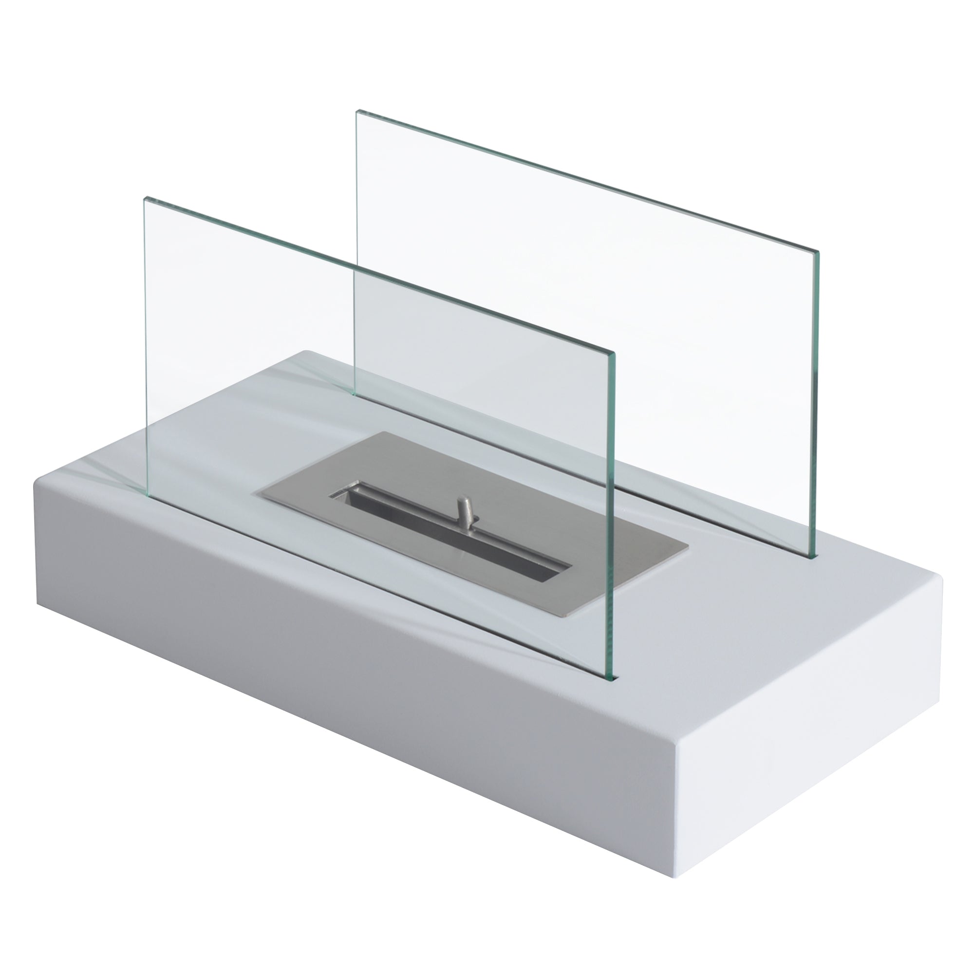 Bioethanol fireplace from the ground with power 2000W, white, 35x18x21cm - Borgè