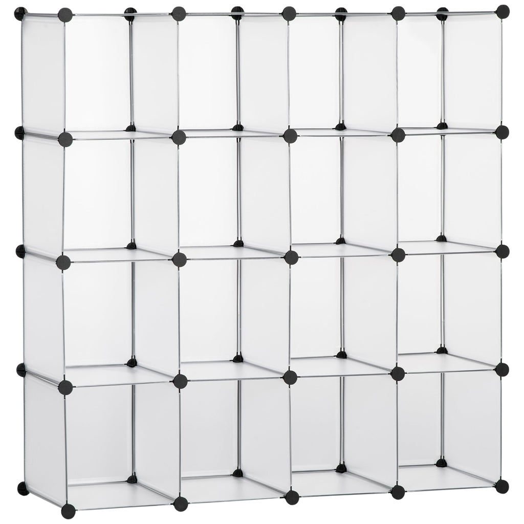 Mobile Mobile Modular Salvaspazio for Interior, 16 cubes 30x30x30cm Plastic PP and steel, 125x32x125cm, transparent - Borgè
