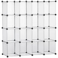 Mobile Mobile Modular Salvaspazio for Interior, 16 cubes 30x30x30cm Plastic PP and steel, 125x32x125cm, transparent - Borgè