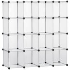 Mobile Mobile Modular Salvaspazio for Interior, 16 cubes 30x30x30cm Plastic PP and steel, 125x32x125cm, transparent - Borgè