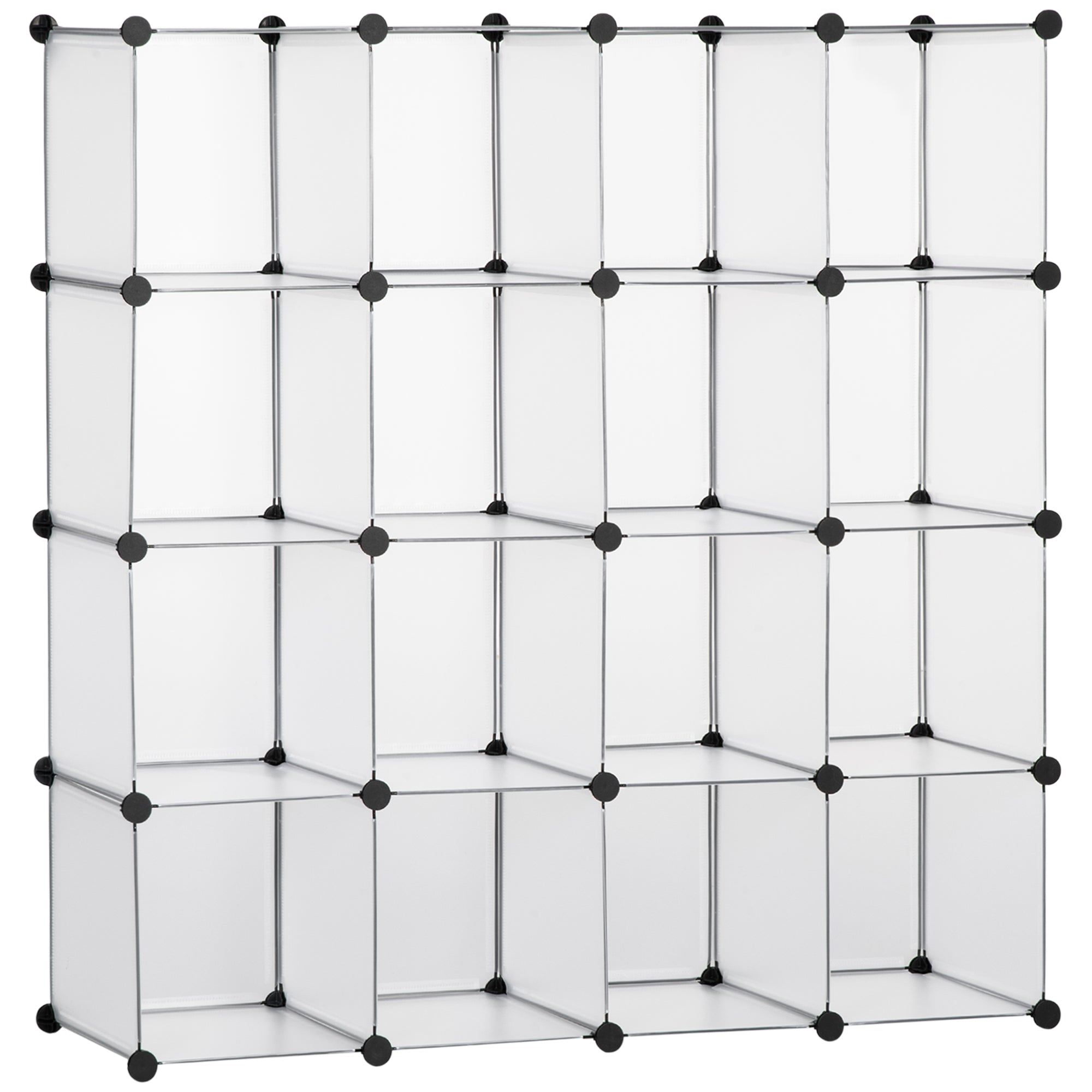 Mobile Mobile Modular Salvaspazio for Interior, 16 cubes 30x30x30cm Plastic PP and steel, 125x32x125cm, transparent - Borgè